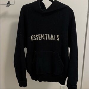 Essentials Black Knit Hoodie